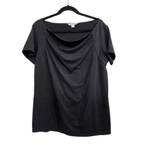 Pendleton Black‎ Draped Neck Knit Top XL Minimalist Classic elegant timeless